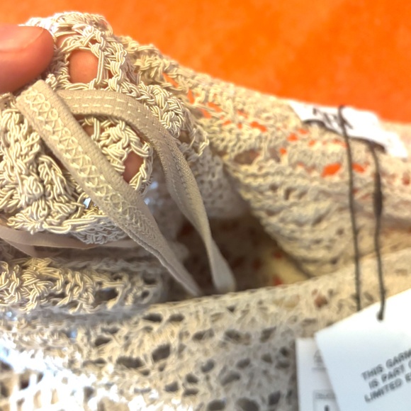 Zara cream sand boho crochet knit short sleeves long dress limited edition NWT - Picture 9 of 14